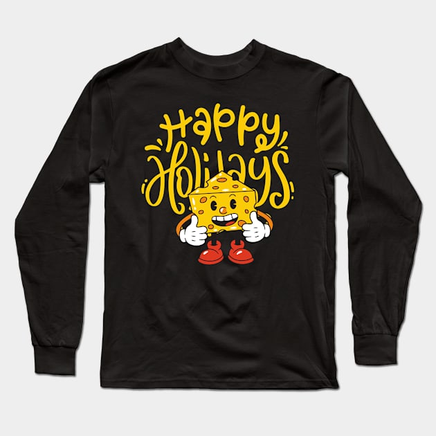 Happy Holidays with Cheese Christmas Cheeseburger Long Sleeve T-Shirt by Nutrignz